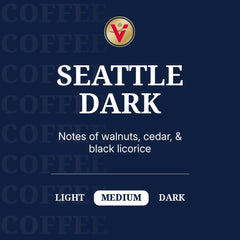 Victor Allen's Coffee primer plano de cápsula y textura de café molido, aroma intenso
