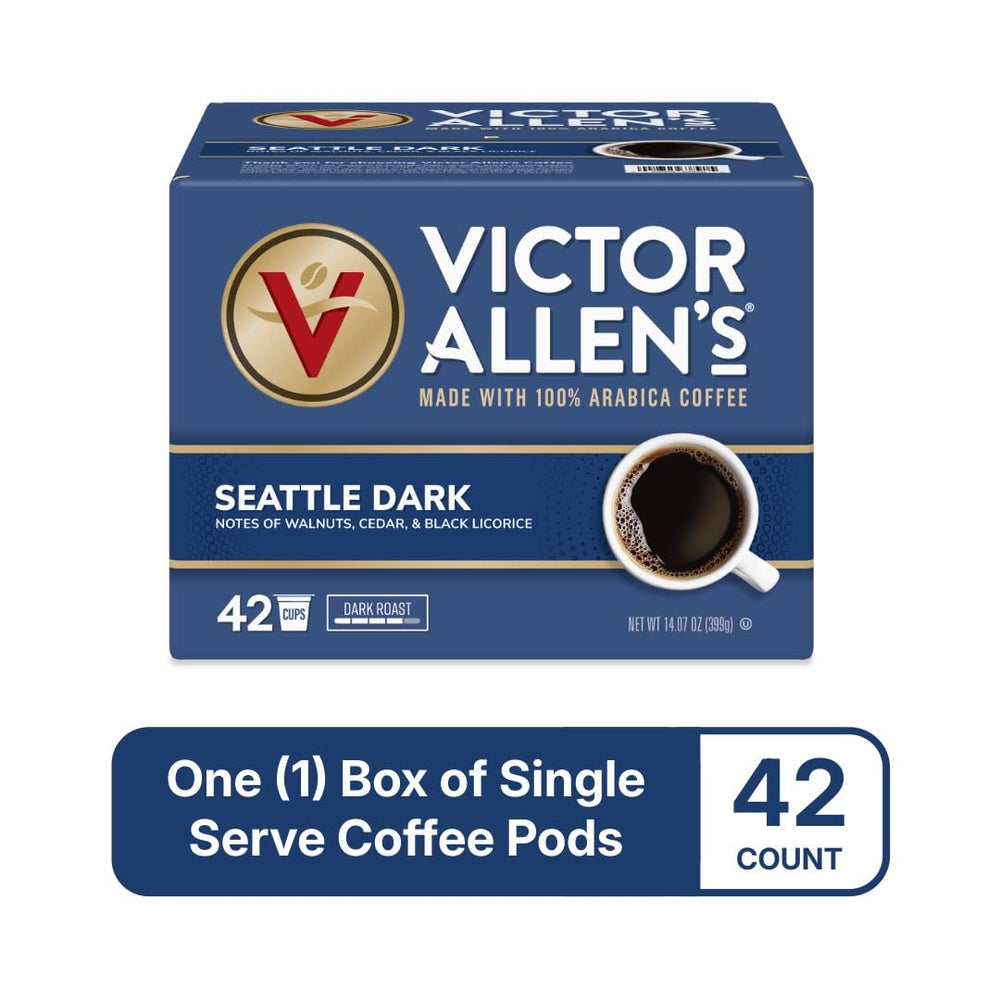 Victor Allen's Coffee taza servida con crema oscura, sabor robusto al instante