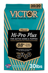 VICTOR Hi-Pro Plus front bag view showing high-protein formula benefit