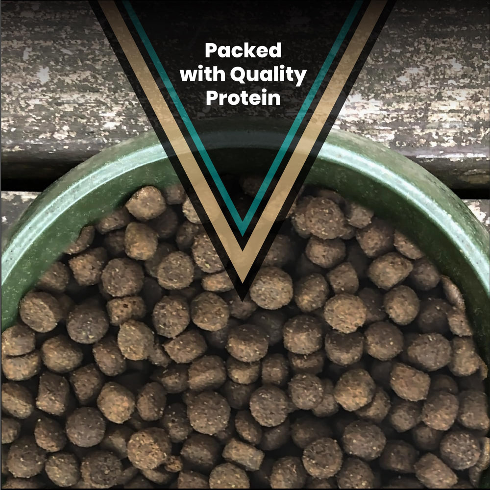 VICTOR Hi-Pro Plus ingredient overlay with meats showing protein sources