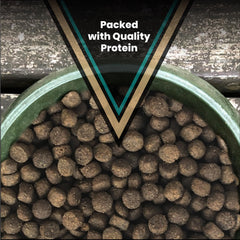 VICTOR Hi-Pro Plus ingredient overlay with meats showing protein sources
