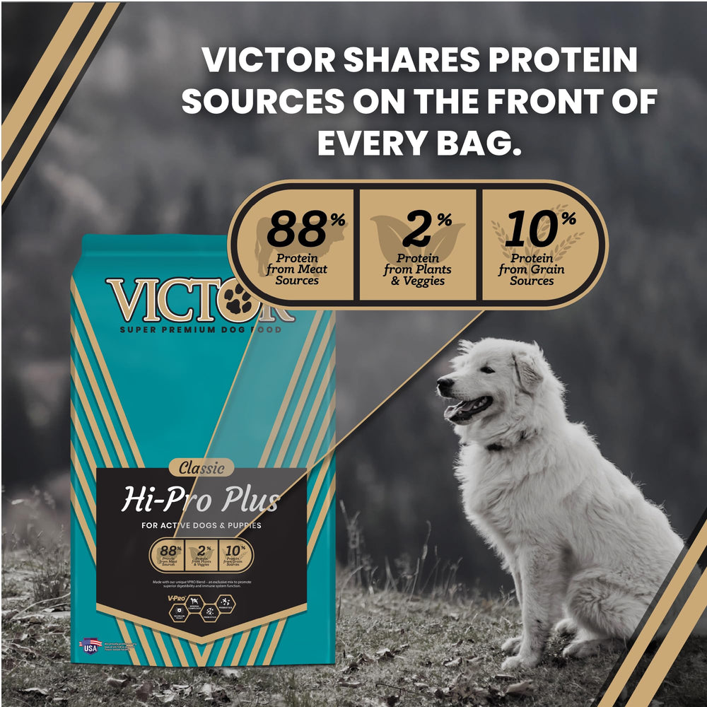 VICTOR Hi-Pro Plus served in bowl illustrating portion and energy density