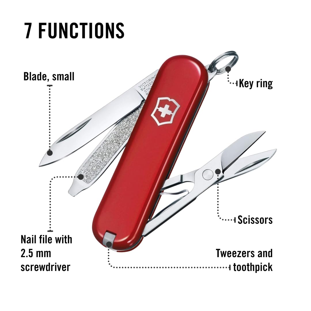 Victorinox Classic SD colgada en un llavero, facilidad de transporte Victorinox