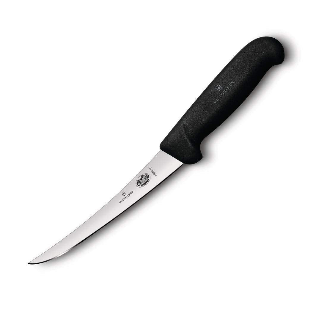 Victorinox primer plano del mango Fibrox y hoja flexible, agarre seguro y control