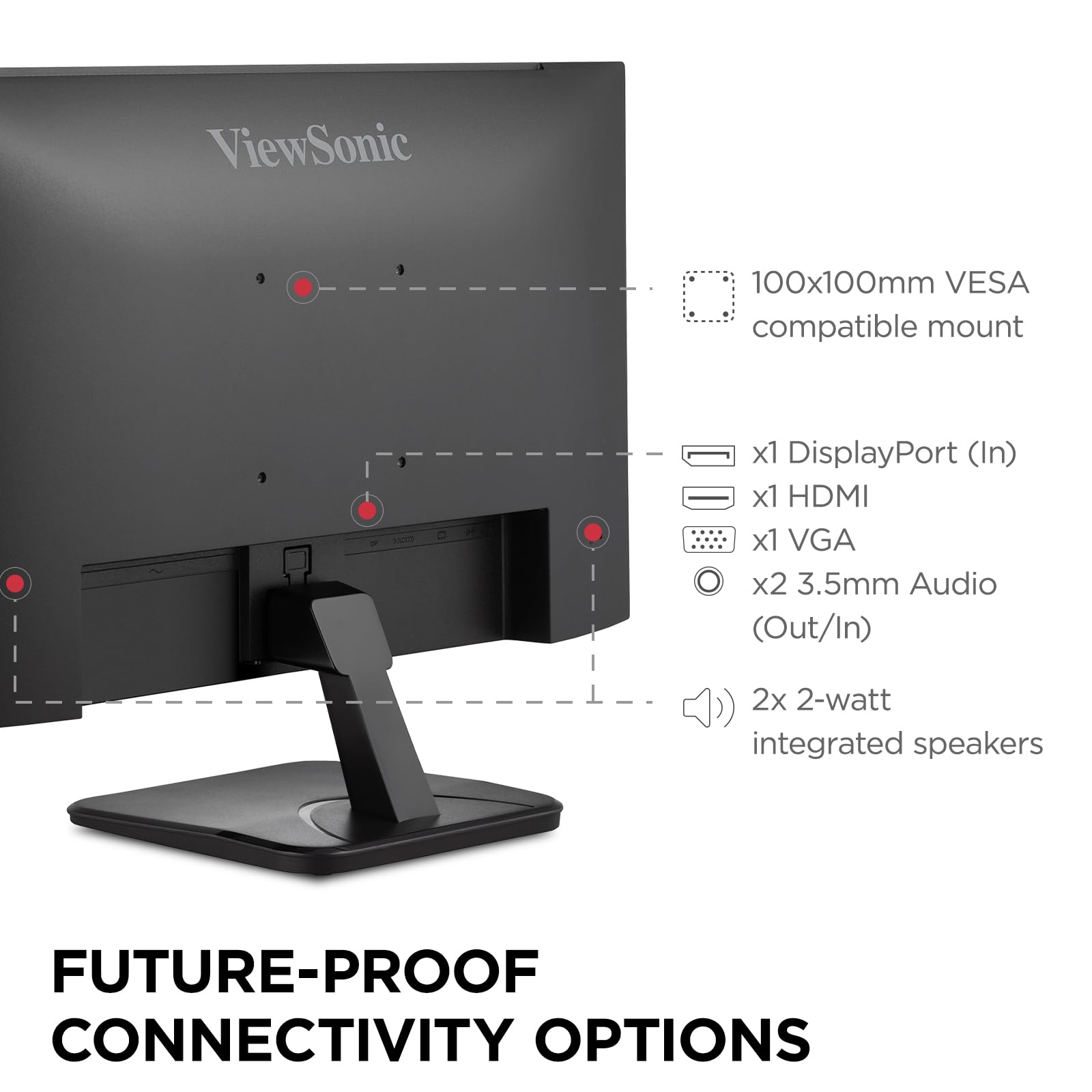 ViewSonic in multi-monitor setup illustrating seamless three-sided frameless alignment