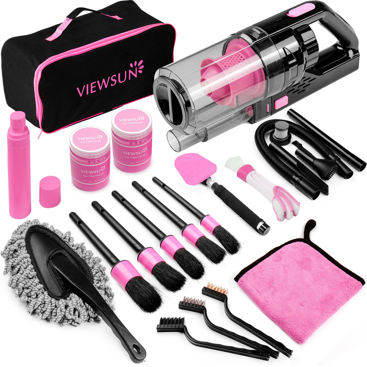 Viewsun kit frontal empaquetado en rosa, opción completa para mantener el auto limpio
