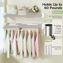 Vikaqi installed with clothes drying in use showing efficient air-drying and load capacity
