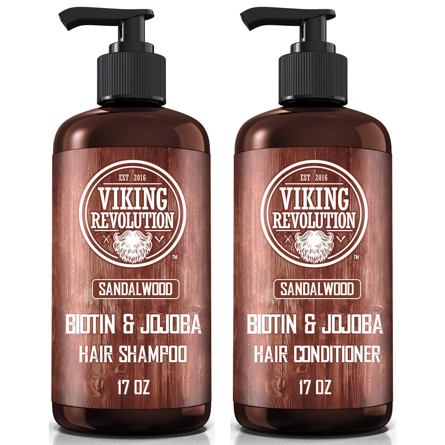 Viking Revolution front packaging showing bottles and sandalwood scent, promotes fresh grooming