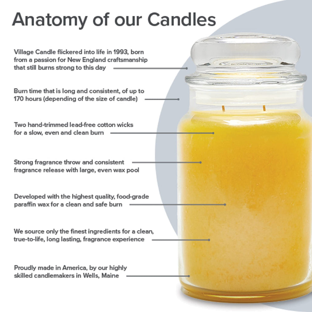Village Candle spiced pumpkin close-up of melted wax pool for even scent release