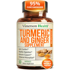 Vimerson Health front bottle view showing clean turmeric ginger formula benefits