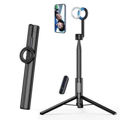 vimitty front view of tripod showing stable base and magnetic head for quick setup