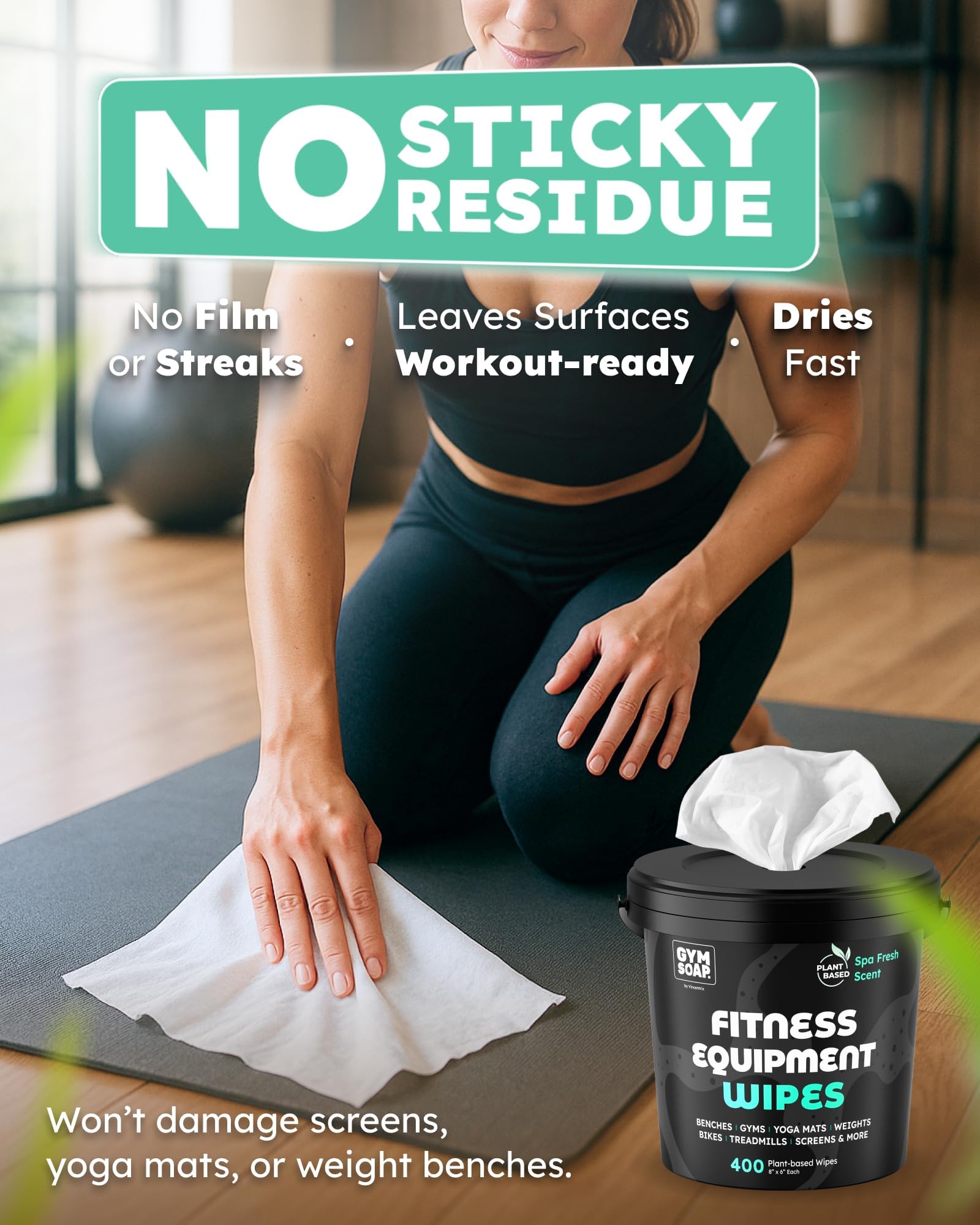 Cubo Vincentrix sobre mesa del gimnasio, reposición rápida