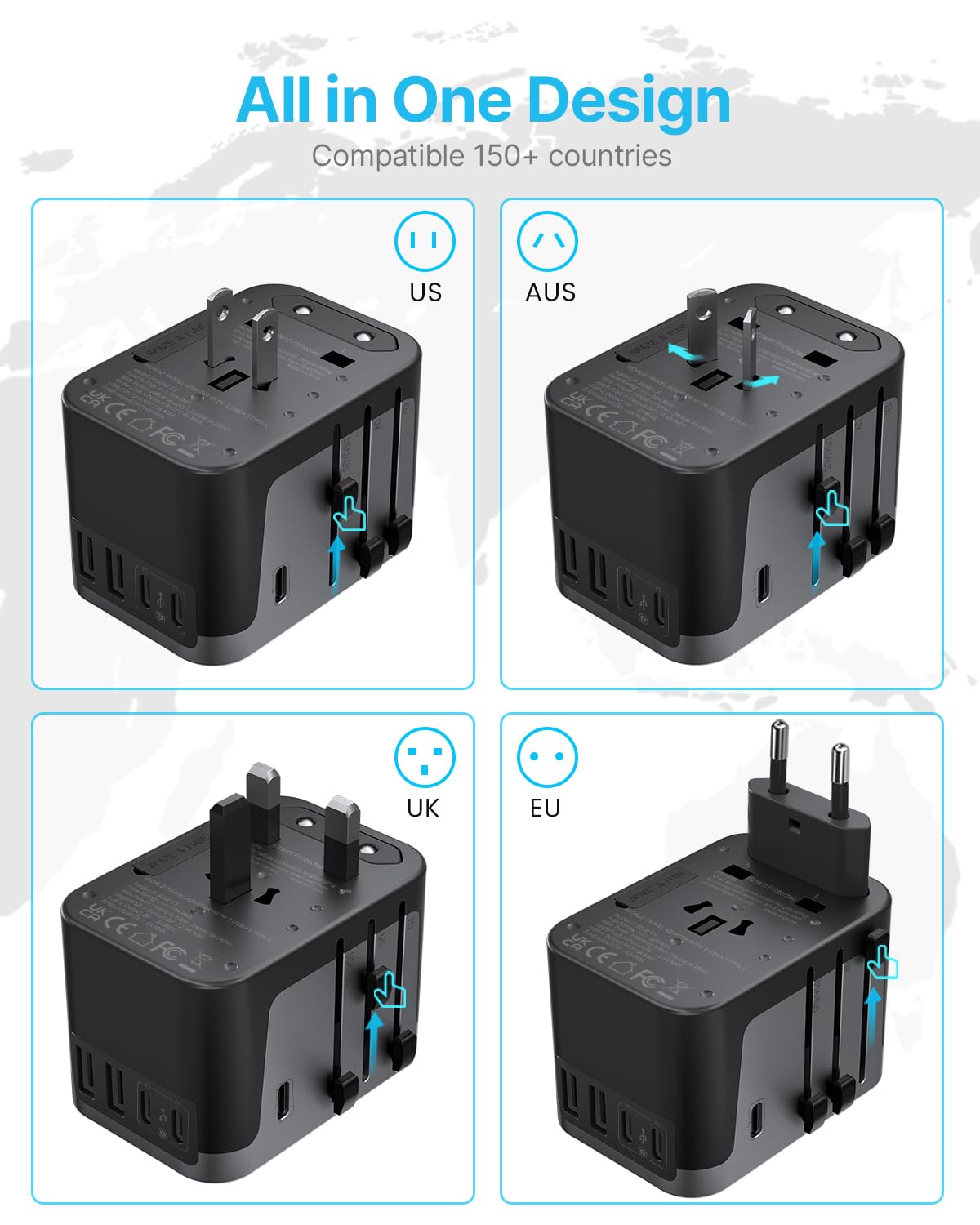 VINTAR detalle de puertos USB-C y USB-A que permite carga simultánea eficiente