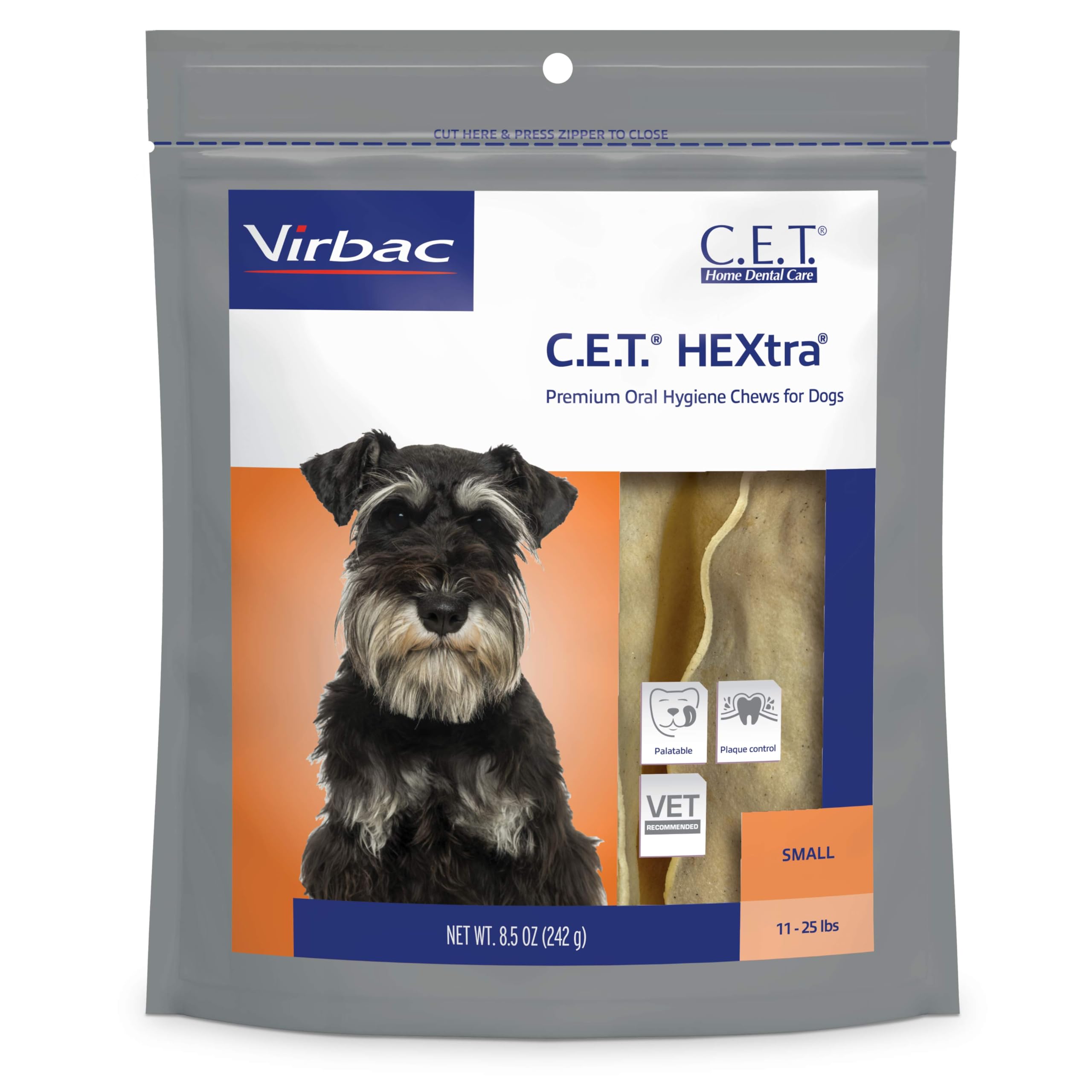 Virbac C.E.T. Hextra empaque delantero mostrando información y beneficios