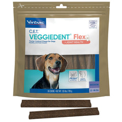 Virbac Veggiedent imagen frontal del paquete mostrando la marca y beneficios