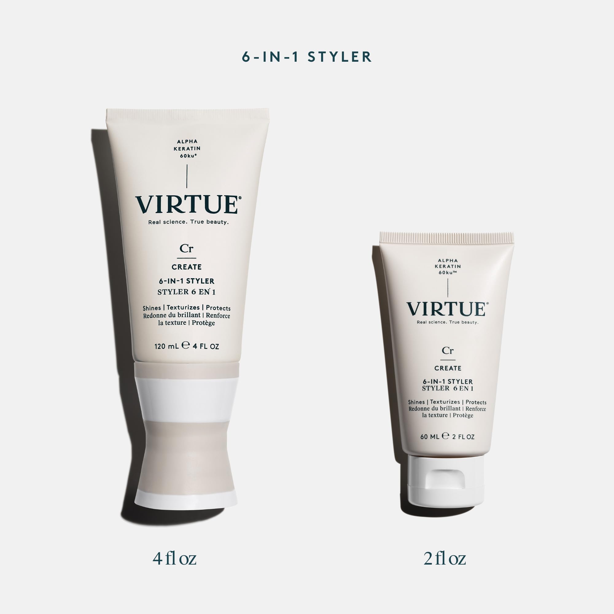 VIRTUE comparación de tamaño 4 fl oz para entender la proporción real