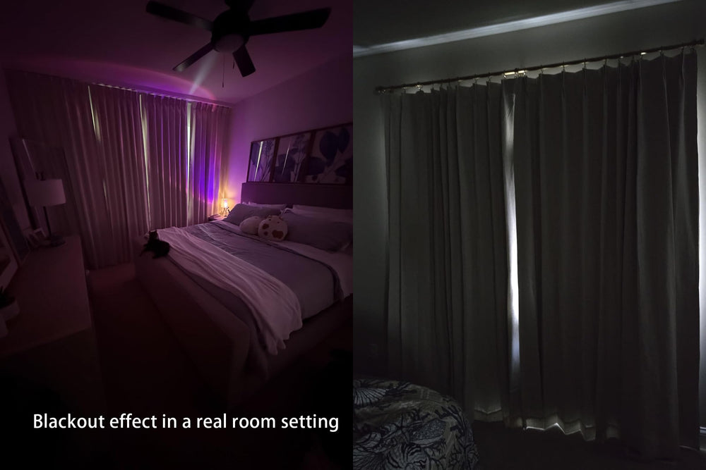 Vision Home interior del forro blackout mostrando bloqueo de luz y beneficio de privacidad