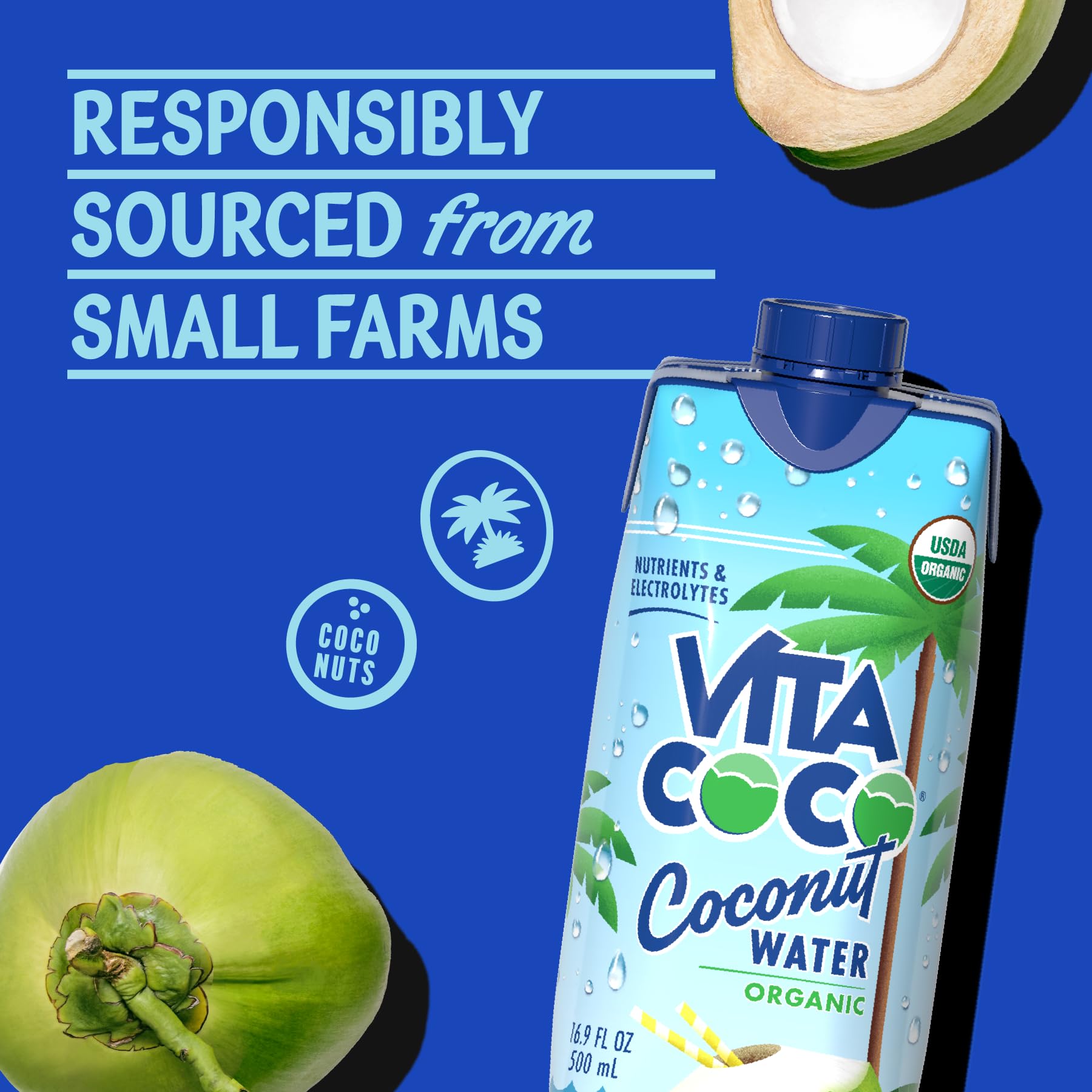 Vita Coco nutrition label close-up showing ingredient transparency and benefits