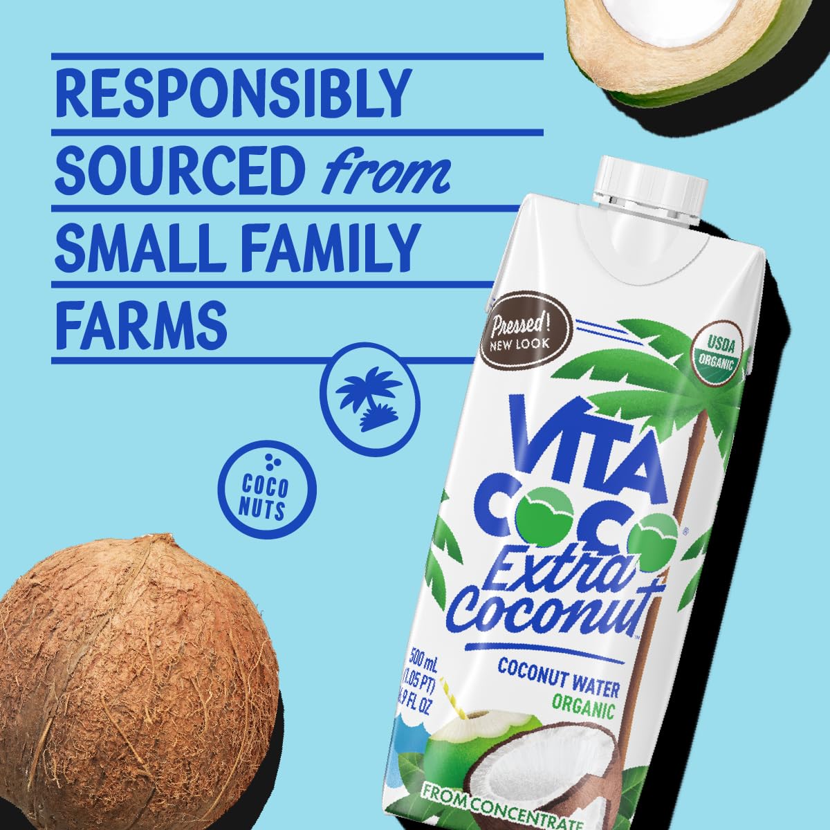 Several Vita Coco cartons stored on a pantry shelf showing shelf-stable convenience