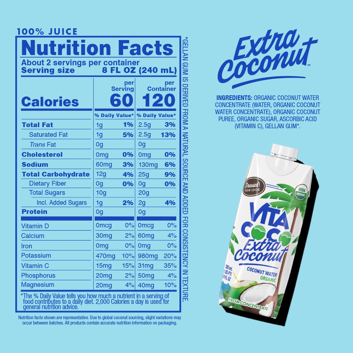 Hand holding Vita Coco 16.9 oz carton showing portable size and on-the-go hydration