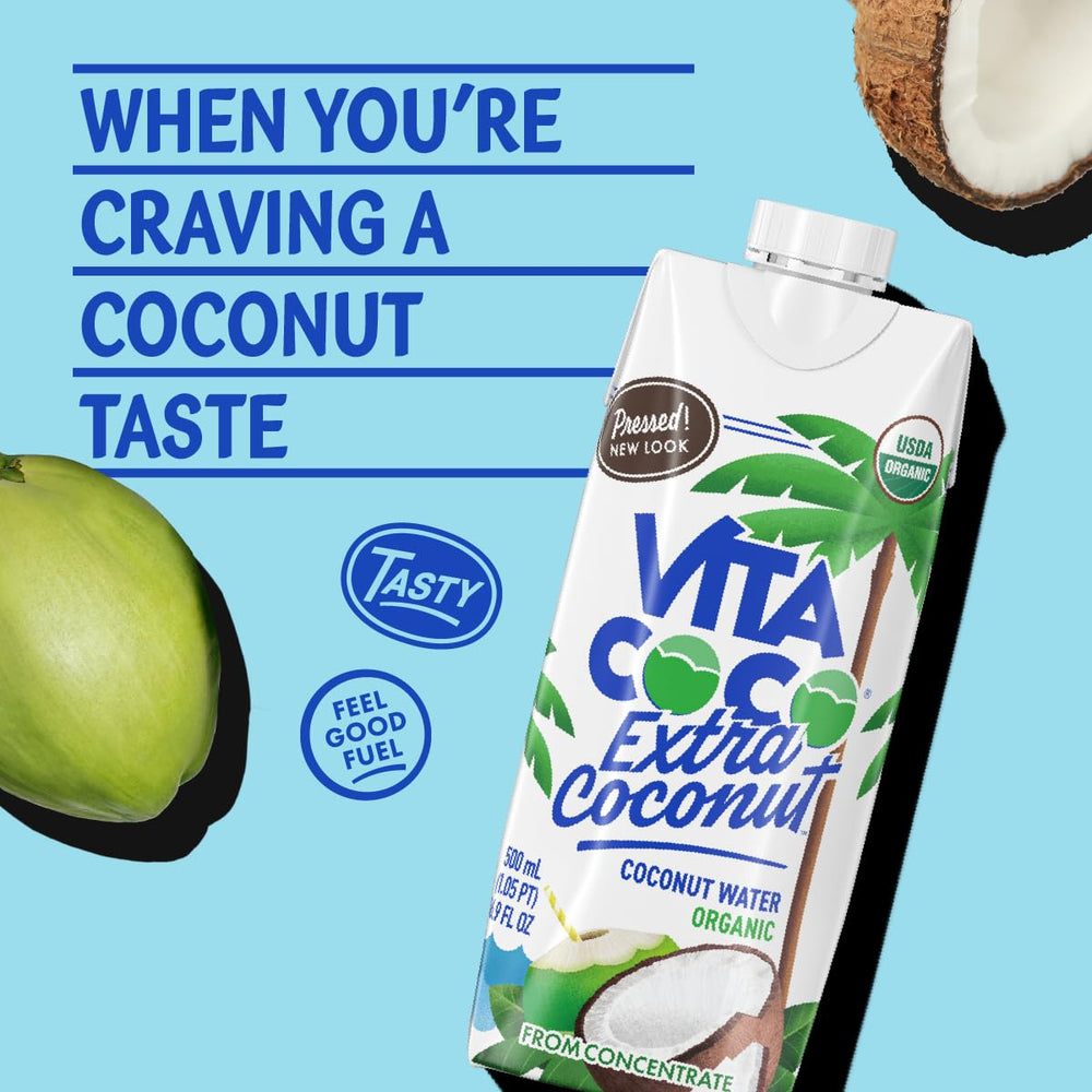 Vita Coco carton being opened and poured, demonstrating easy single-serve convenience