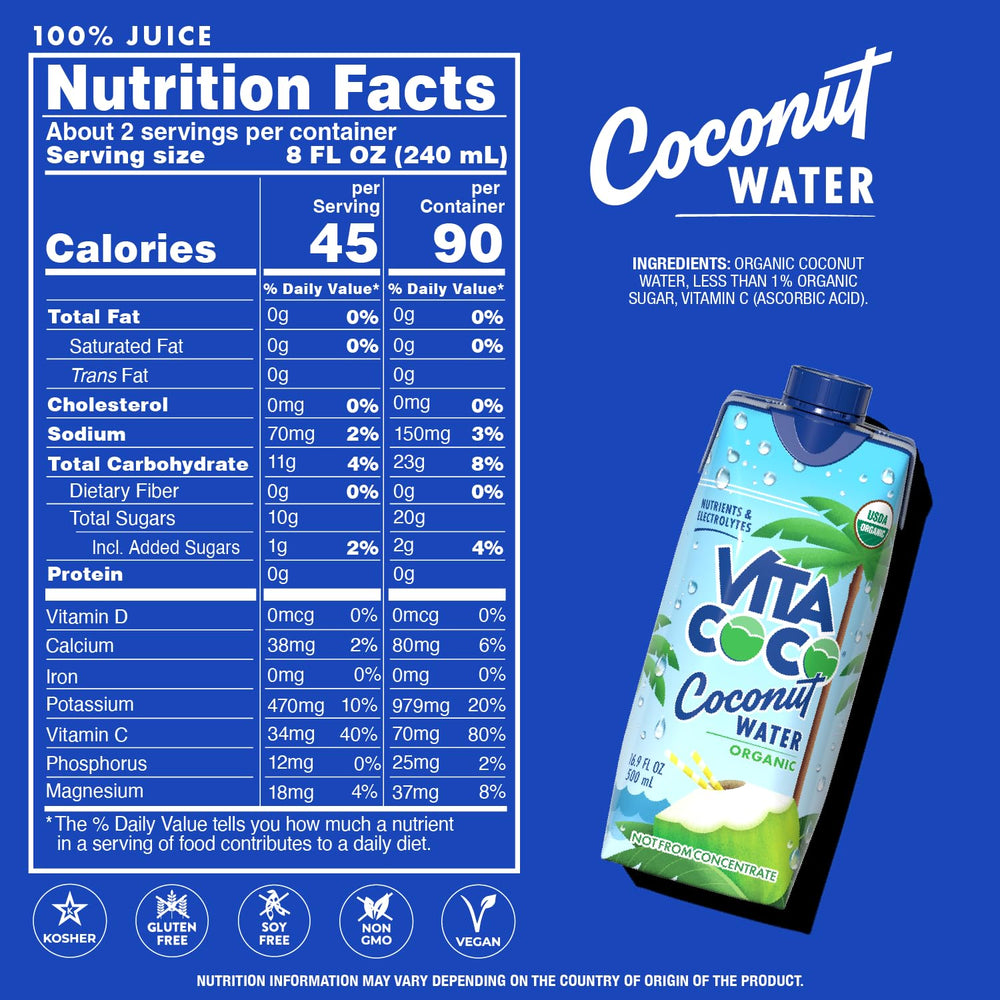 Vita Coco carton on beach towel showing natural refreshment lifestyle appeal