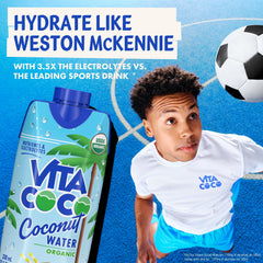 Vita Coco organic close-up of carton cap and label showing freshness details