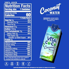 Vita Coco organic carton next to hand for size comparison and portable benefit