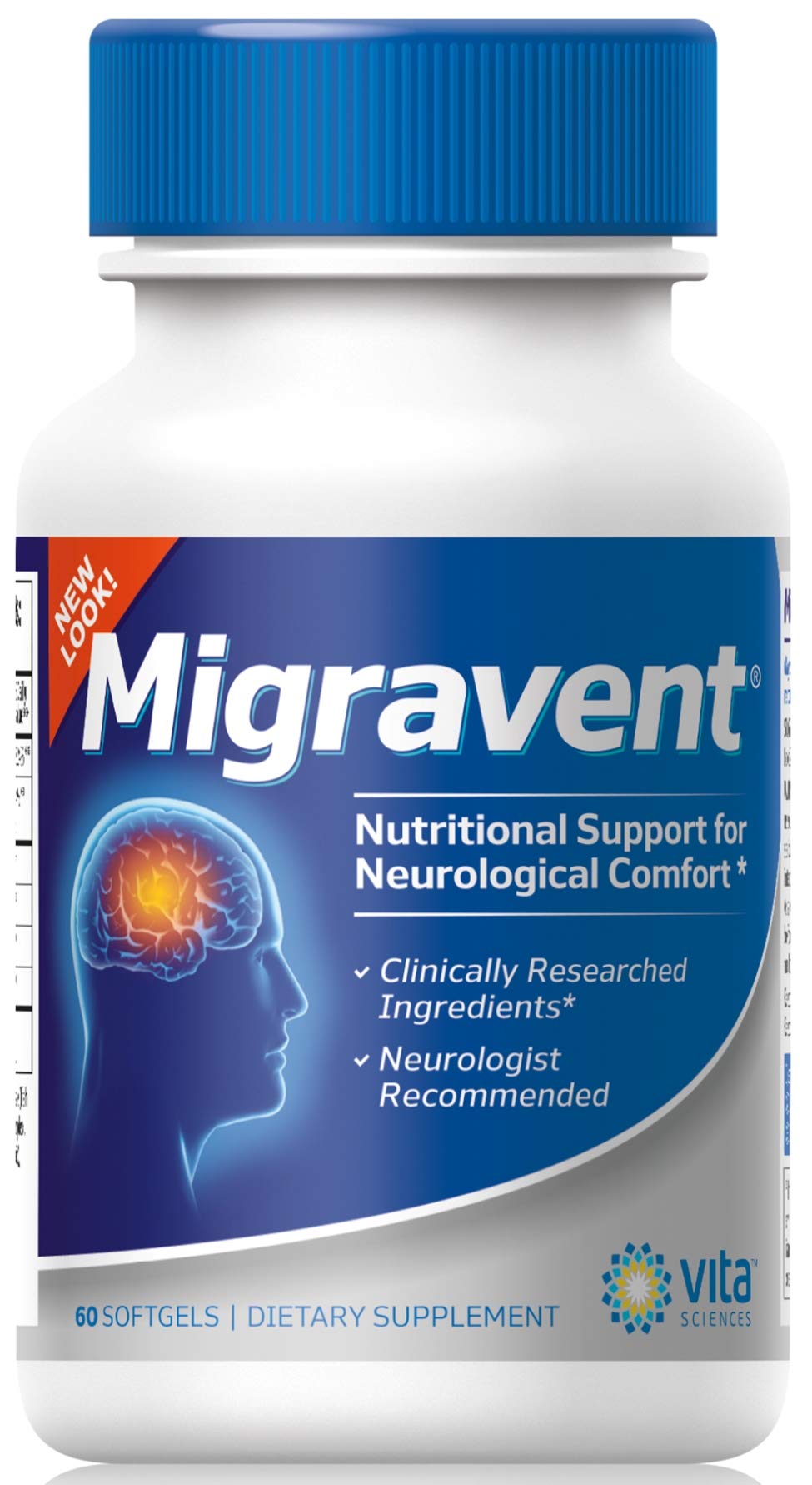 Vita Sciences envase frontal de Migravent mostrando diseño y cantidad