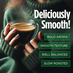 VitaCup taza servida que resalta sabor suave y cuerpo achocolatado