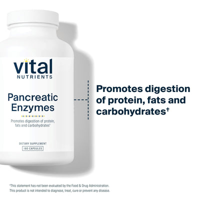 Vital Nutrients cápsula junto a un plato para ilustrar uso con las comidas y digestión mejorada