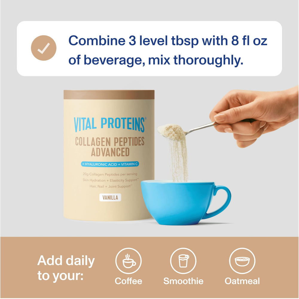 Vital Proteins disuelto en café caliente demostrando disolución sin grumos y sabor suave