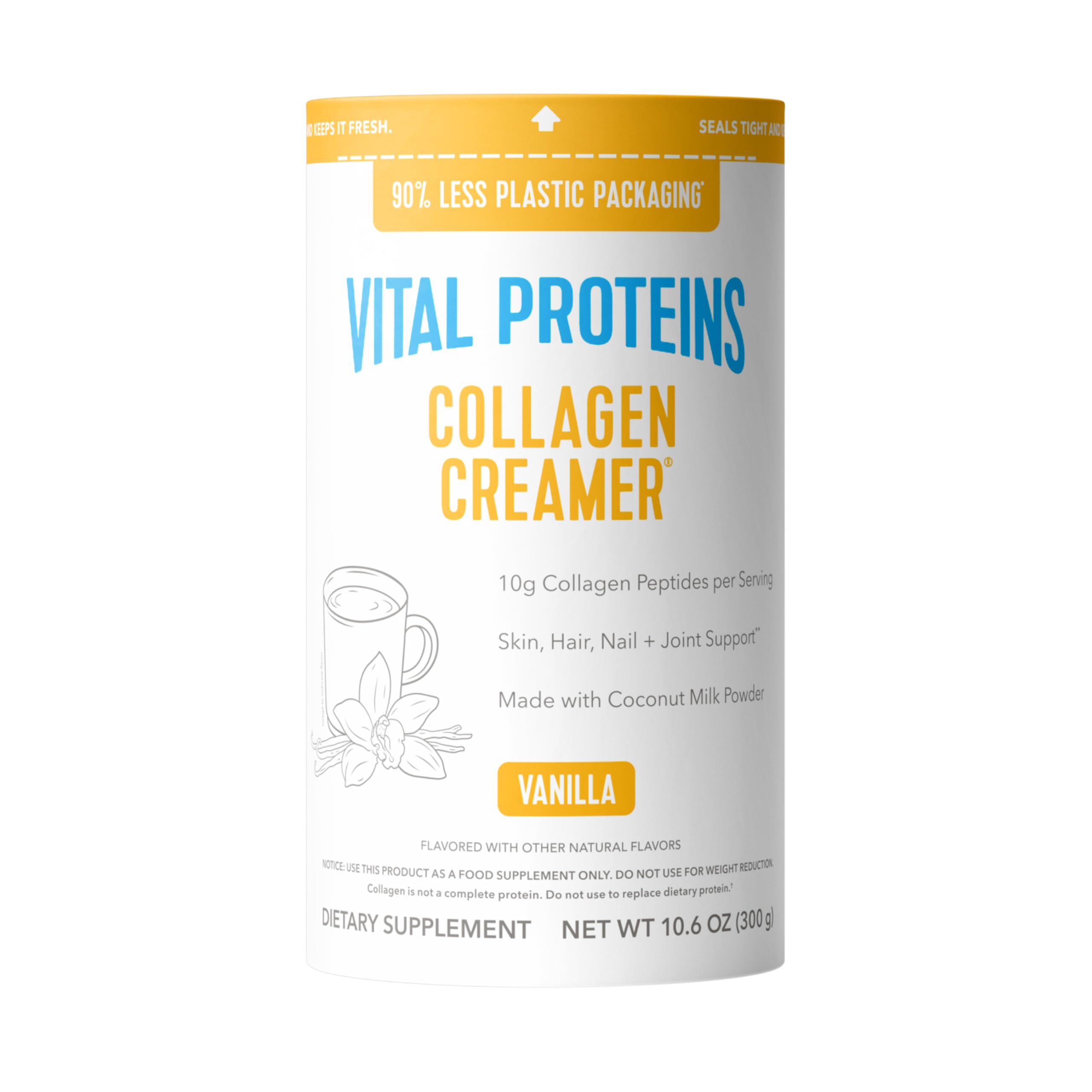 Vital Proteins frente del envase mostrando el diseño y tamaño