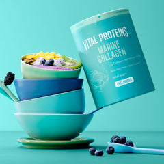 Vital Proteins open jar with fine marine collagen powder texture