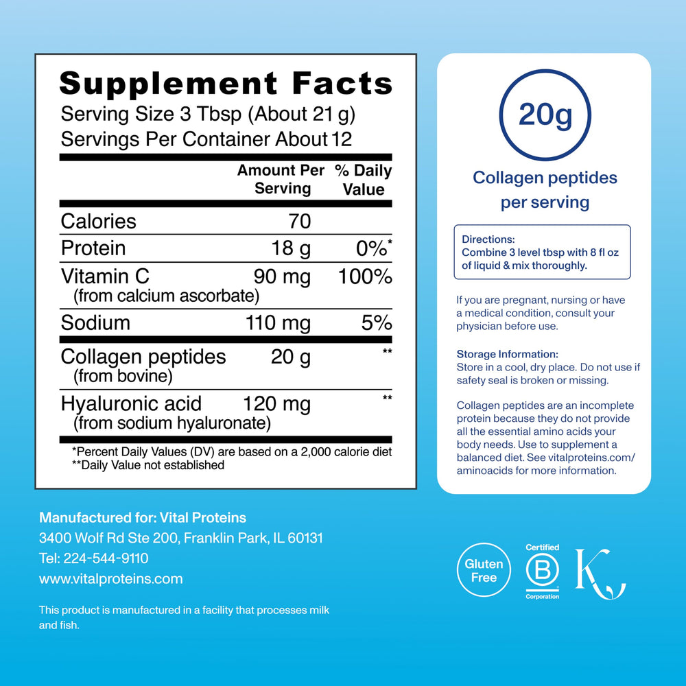 Vital Proteins textura del polvo hidrolizado, fácil disolución