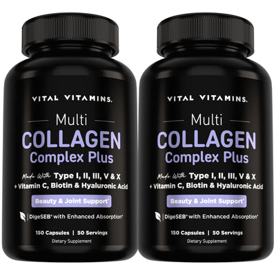 Vital Vitamins front label bottle showing product identity and benefits
