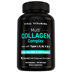 Vital Vitamins bote frontal mostrando 150 cápsulas y conveniencia diaria