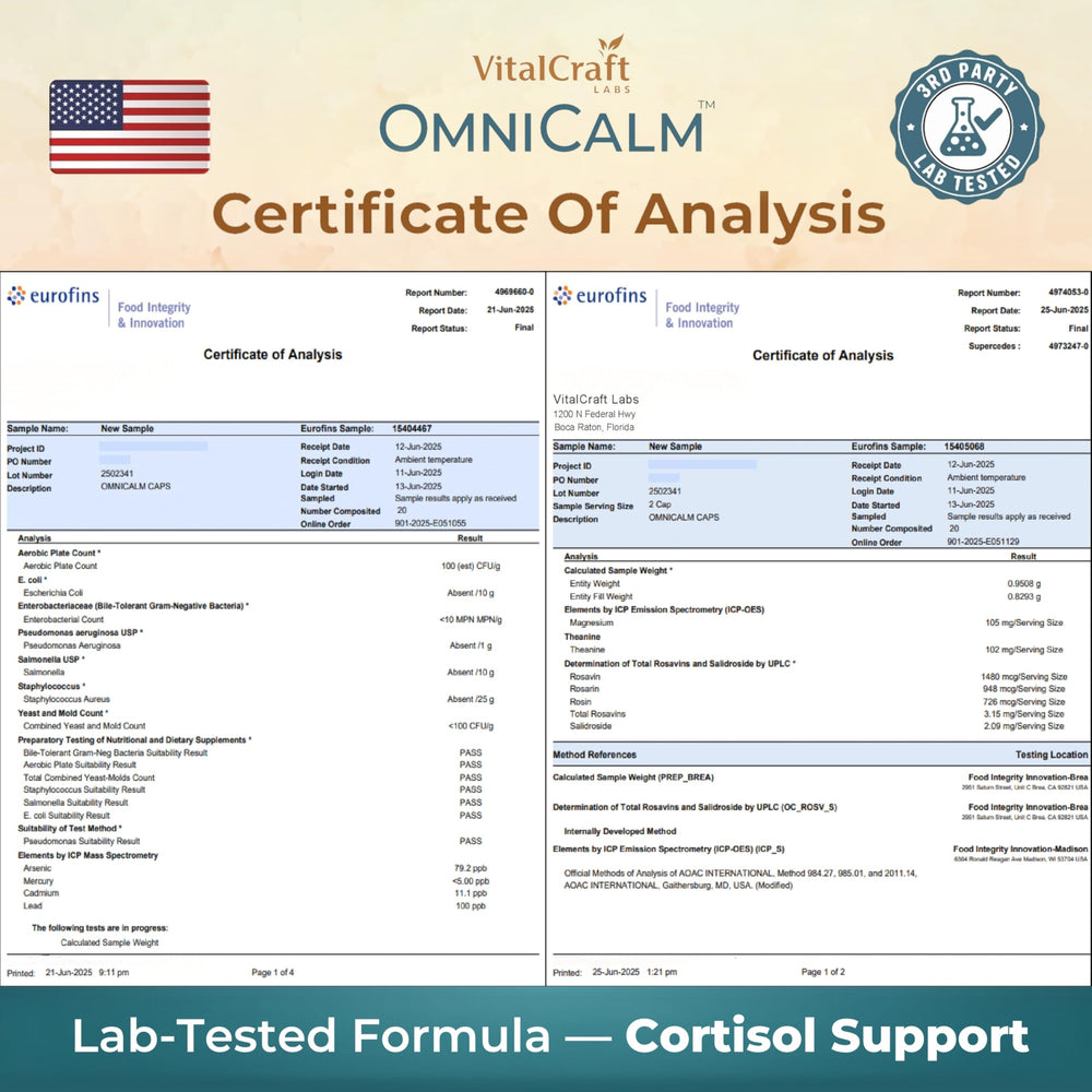 VITALCRAFT LABS OmniCalm escena de tarde relajada para apoyo al descanso