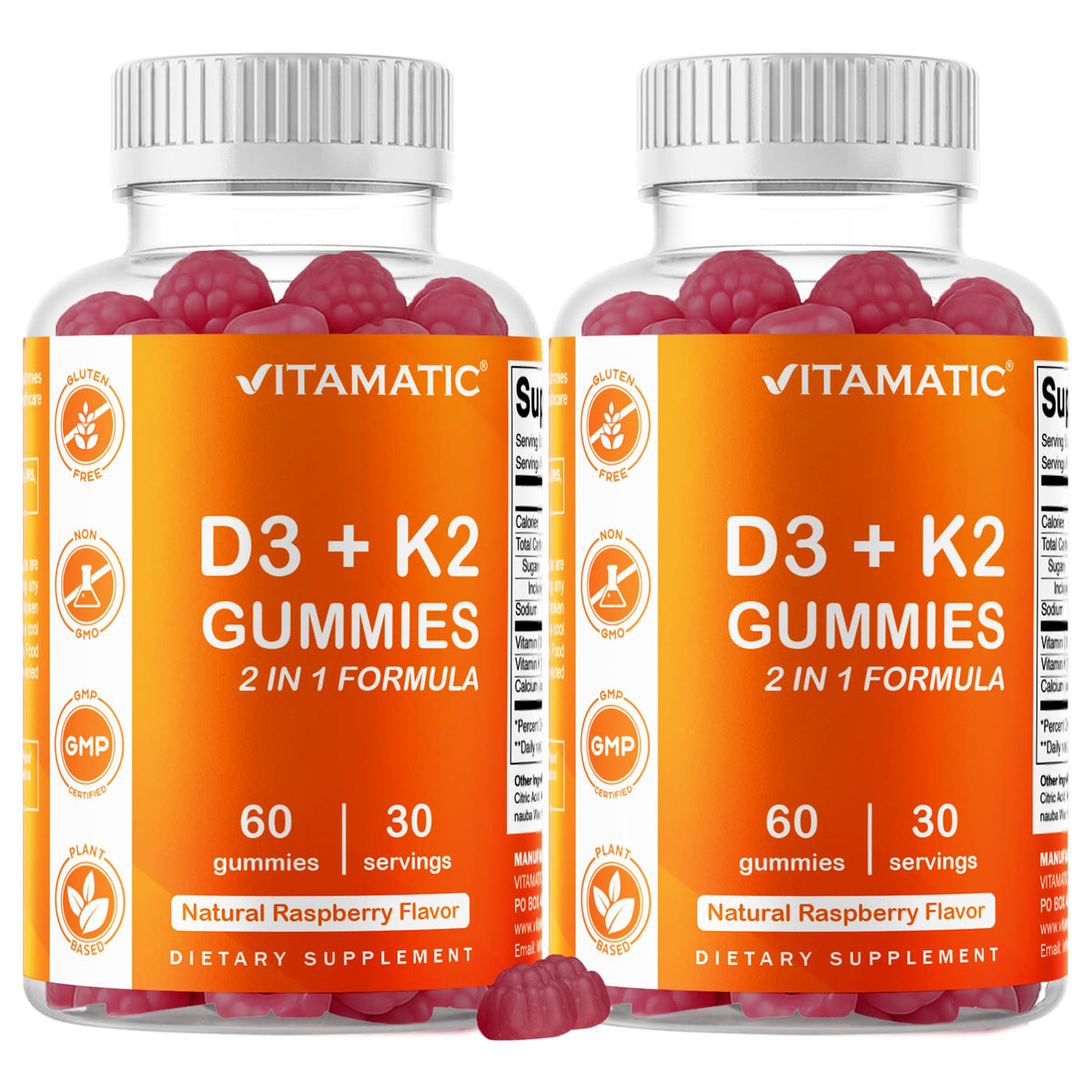 Vitamatic gomitas frente mostrando etiqueta y cantidad en el envase