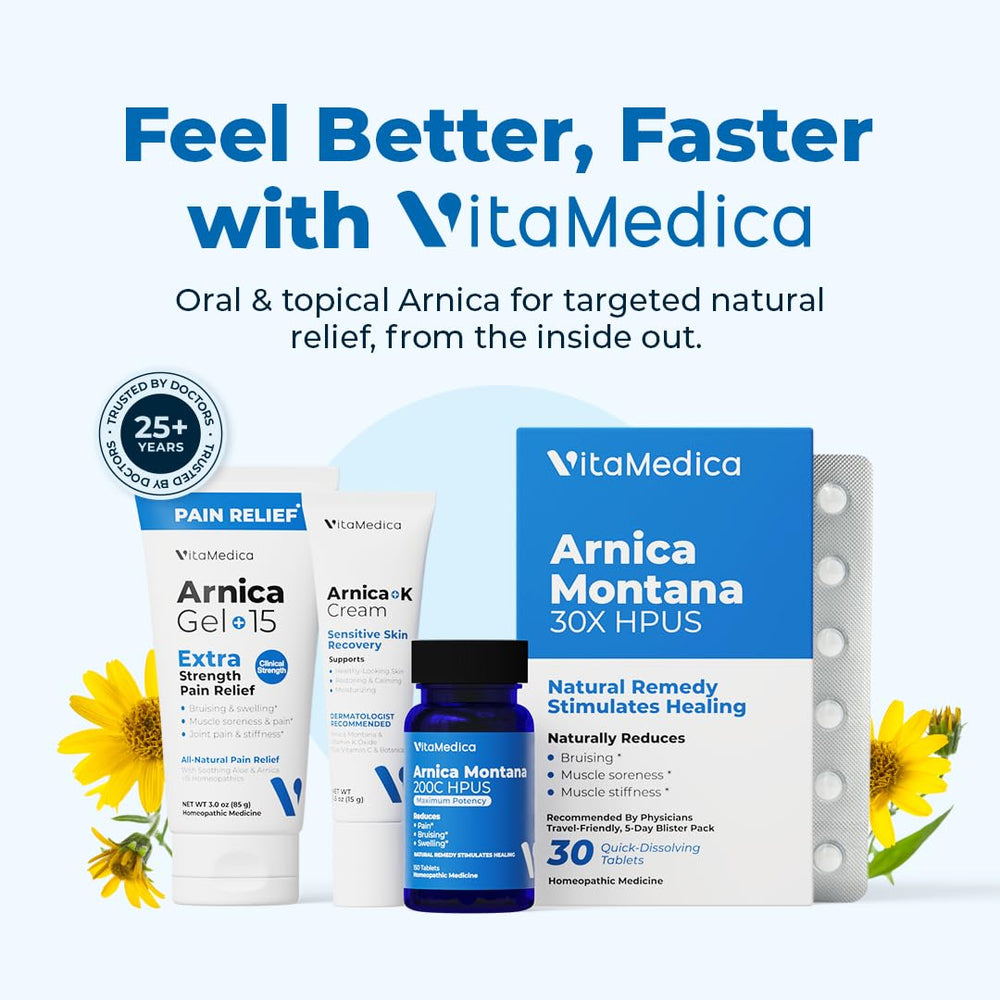 VitaMedica Arnica K Cream junto a tabletas para protocolo combinado