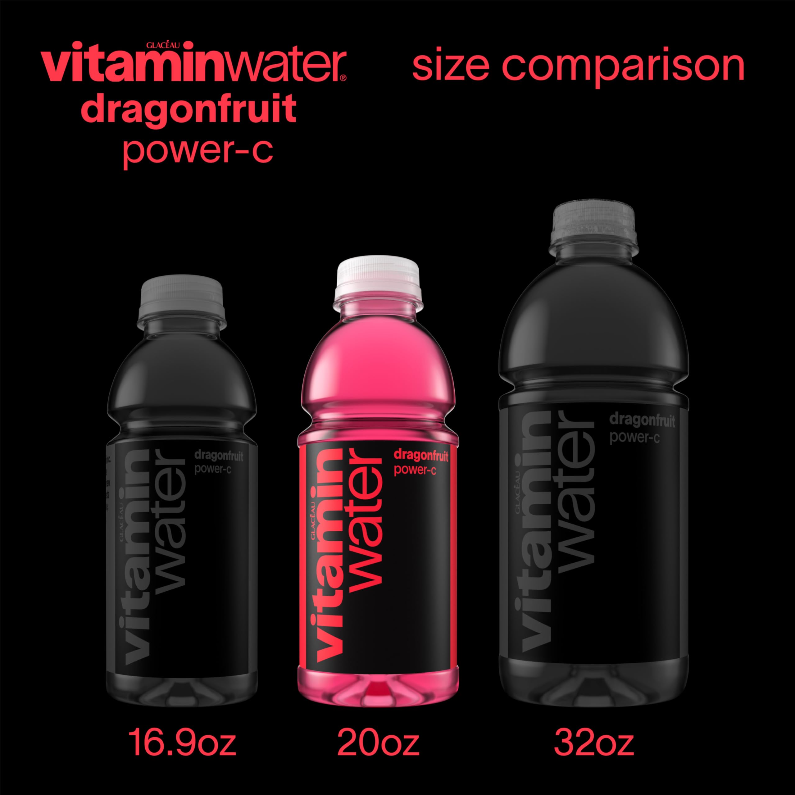vitaminwater botella en mano para comparar escala y portabilidad