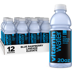 vitaminwater botella frontal 20 oz mostrando diseño y sabor blue raspberry limeade