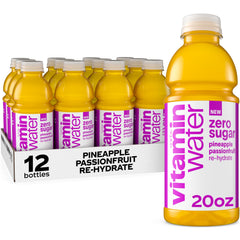 vitaminwater vista frontal del pack con sabor tropical y fácil identificación