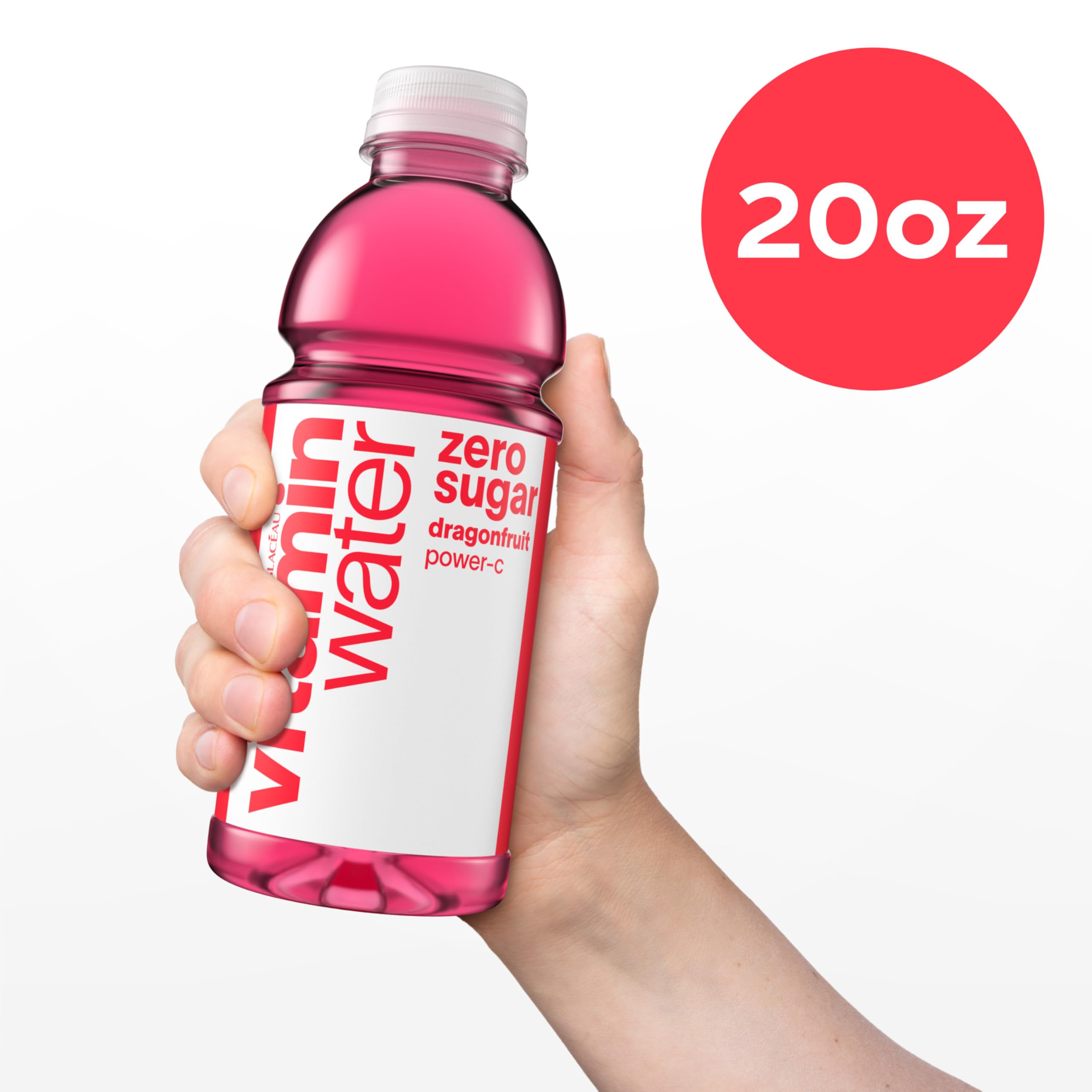 vitaminwater botella abierta con vertido mostrando facilidad de consumo
