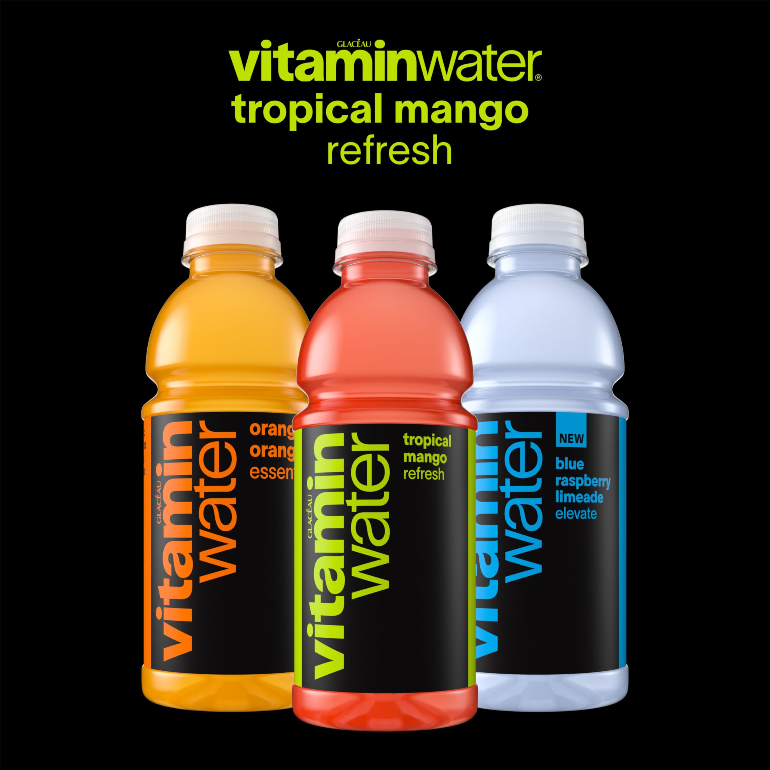 vitaminwater primer plano de ingredientes y electrolitos, enfoque en nutrientes
