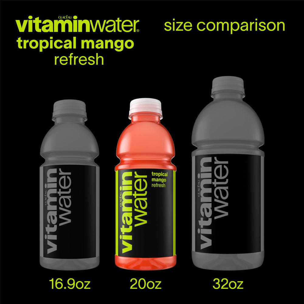 vitaminwater pack de 12 botellas sobre mesa, suministro conveniente para semana