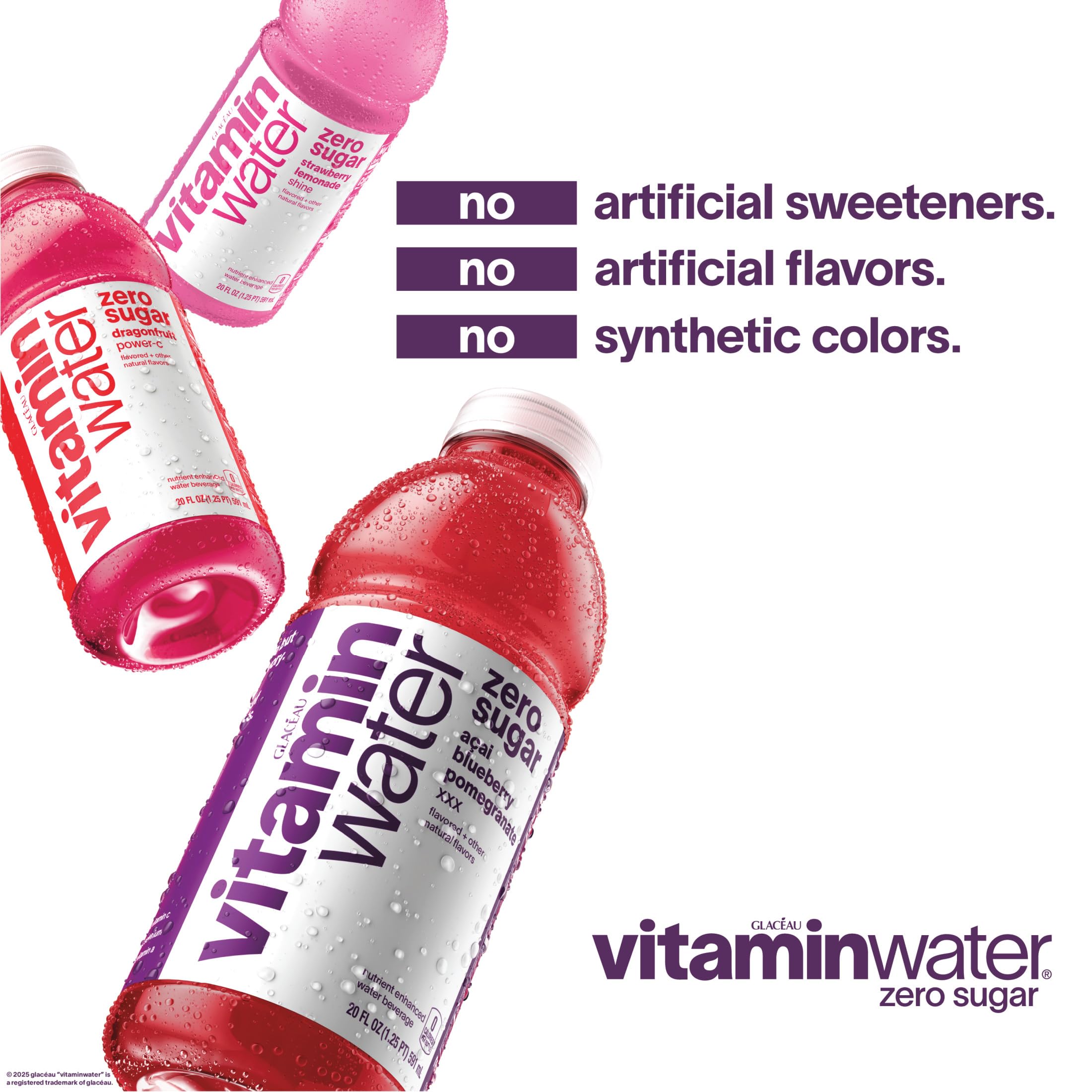 vitaminwater close-up de etiqueta con lista de vitaminas visible