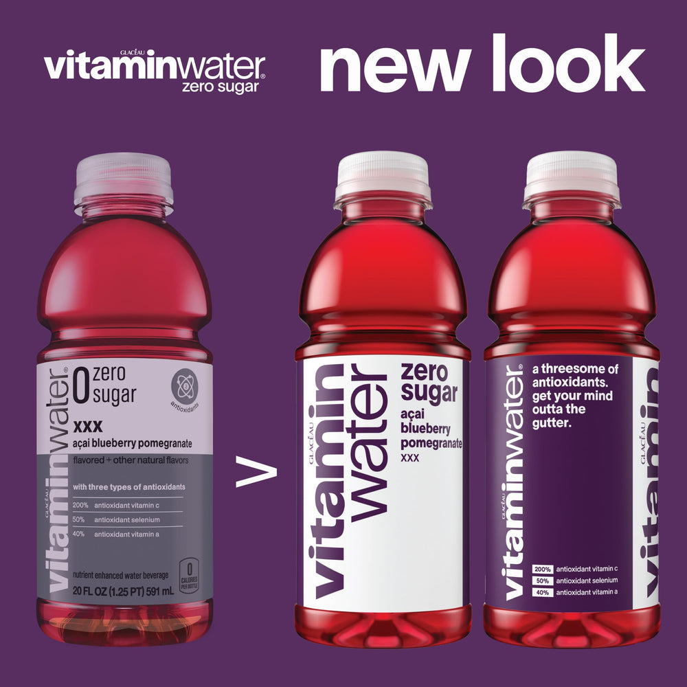 vitaminwater botella junto a toalla y pesas para hidratación activa