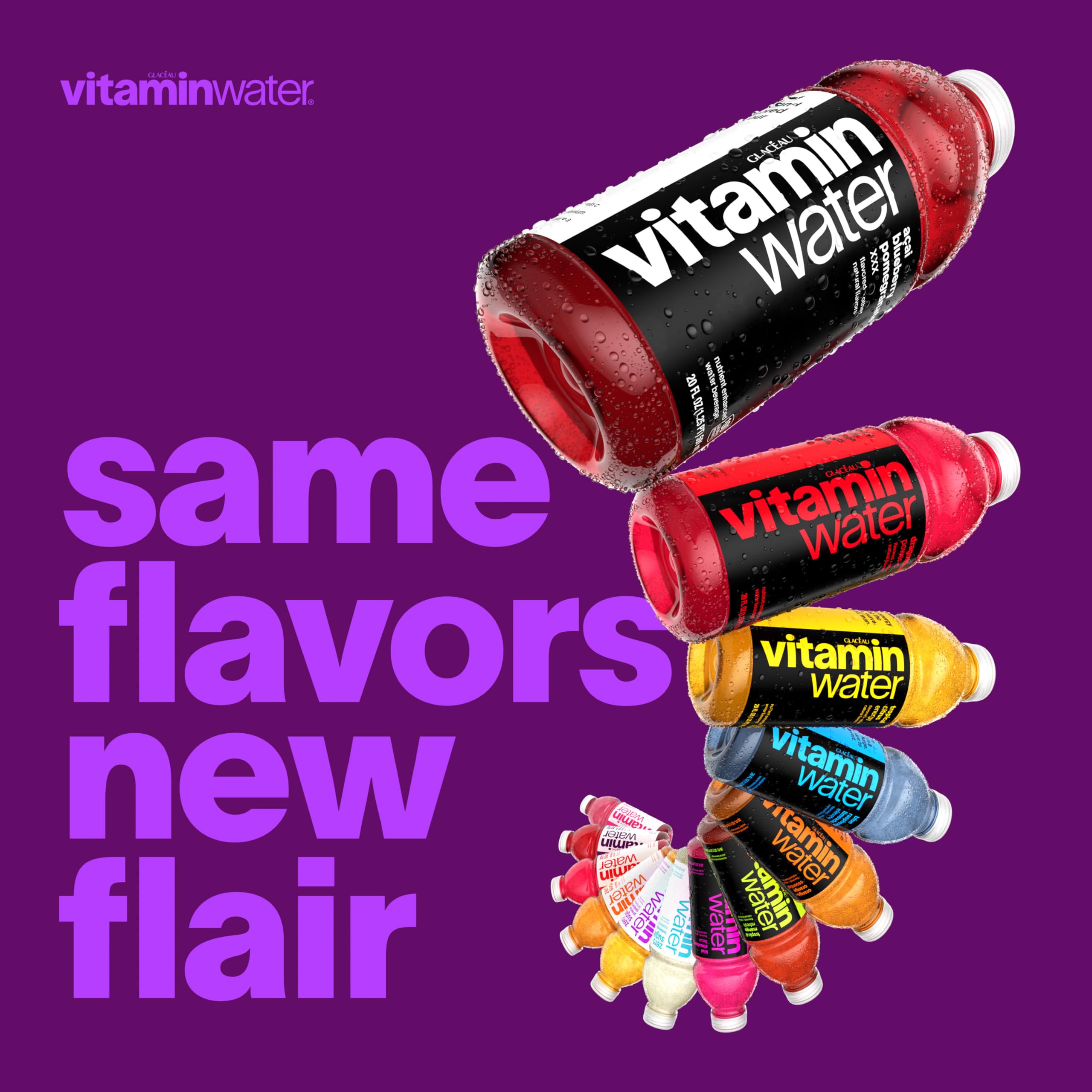 vitaminwater botellas en nevera que ilustran refrigeración y consumo fácil