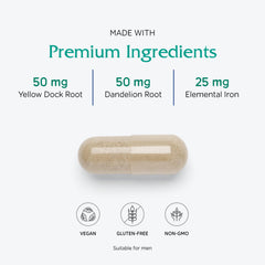 Vitanica etiqueta cercana mostrando ingredientes y apoyo hematológico